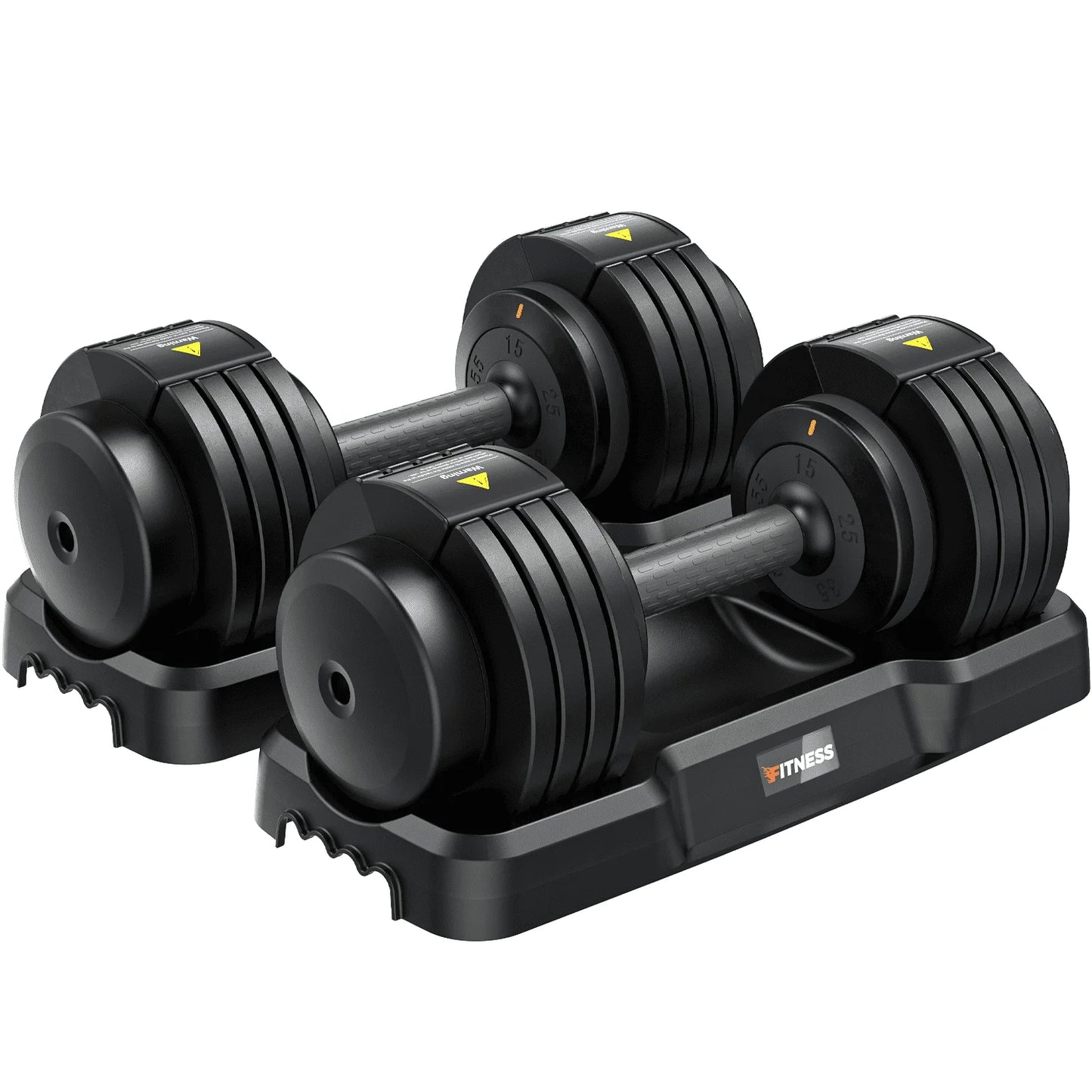 110Lb(55Lb*2) Adjustable Dumbbells, 15-55Lbs Dumbells Adjustable Free Weights Plates with Tray for Workout Strength Training Fitness Women / Men,Pair, Black